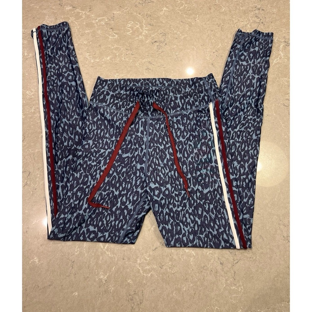 The Upside Women S US 6 Leggings Blue Leopard Animal Print Stripe Drawstring